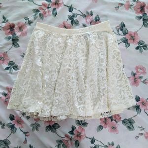 Cream Off White Lace A Line Skirt